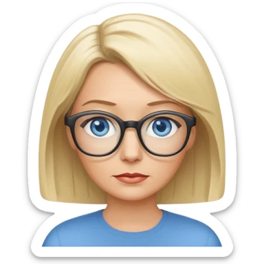 white woman blue eyes glasses middle aged blonde bob sticker