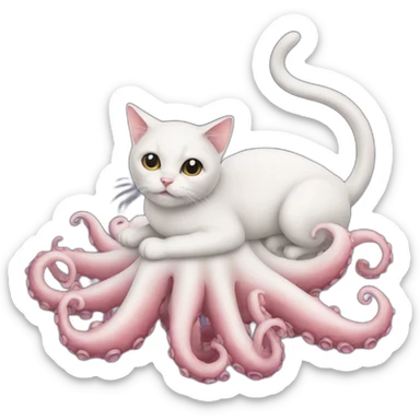 Cat on an octopus  sticker