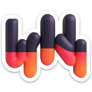 3D word UYI with glossy effect as single cohesive word sticker