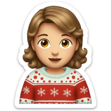 Brown hair baby in Christmas pullover sticker