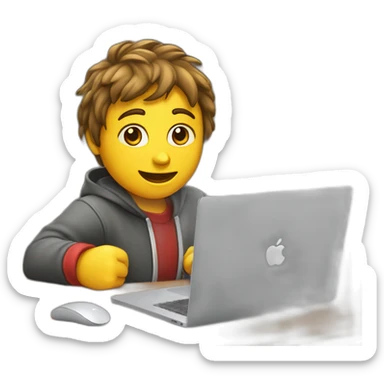 Student playing game on macbook and gamepad sticker