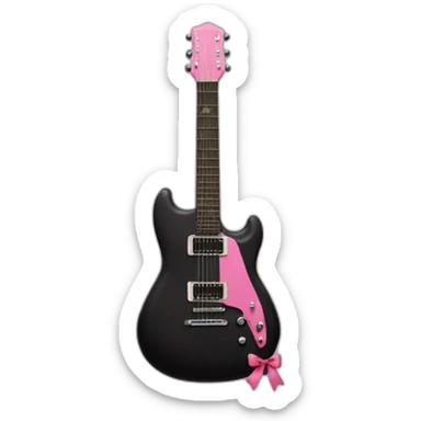 Black guitar with a thin coquette pink bow  sticker