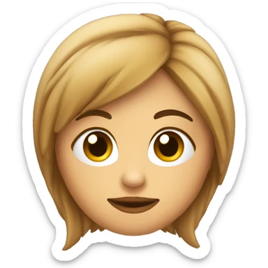 chica pelo castaño,con ojos marrones, con una compu  sticker