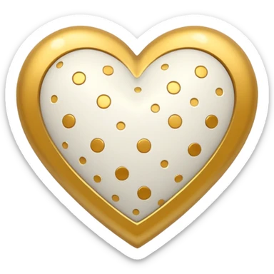 White heart with small gold polka dots sticker