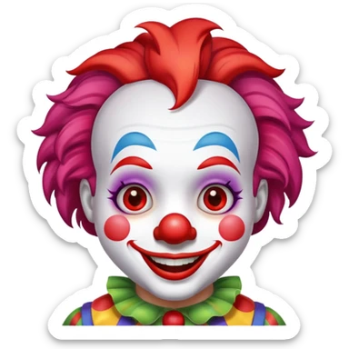 a cute clown with red nose and colorful hair sticker
