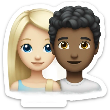 black hair boy and blonde hair blue eyed girl sticker