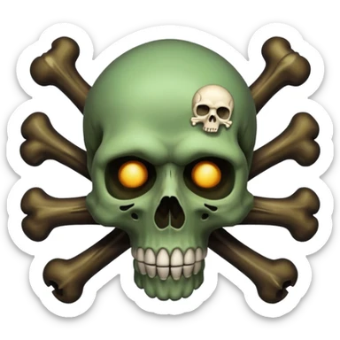 a poisonous cloud of gas, dark swamp color, with an image of a skull and two crossed bones behind the skull sticker