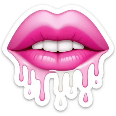 One pink ombre lip with dripping white paint  sticker