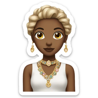 serene girl with jewelry  sticker