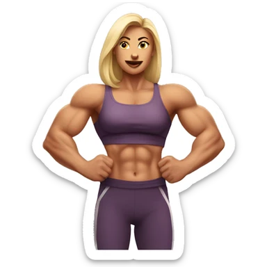 strong muscle woman cartoon  sticker
