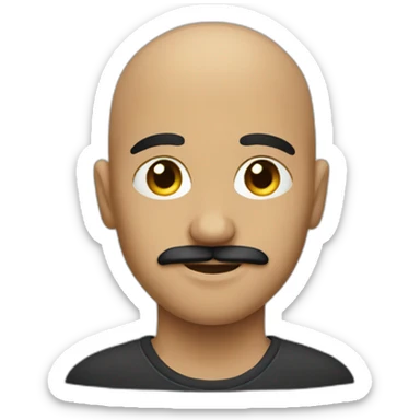 bald young developer with a black mustache sticker
