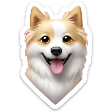 White and blonde spots spitz in a pink heart sticker