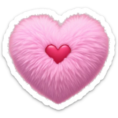pink fluffy heart sticker