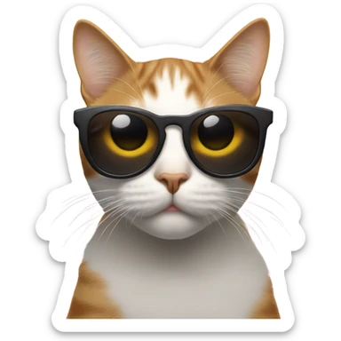 Cat looking over brim of sunglasses  sticker