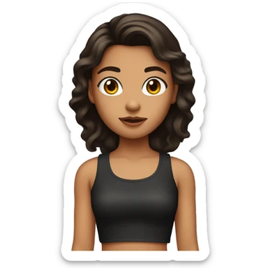 Girl with dark brown hair in a crop top sticker
