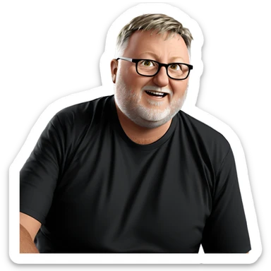 male with glasses indoors sticker