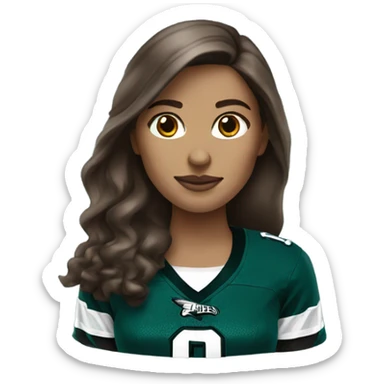  White female brown hair wearing Philadelphia Eagles jersey sticker