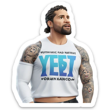 tattooed boy in white shirt sticker