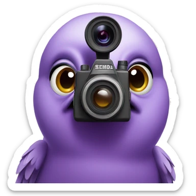 Purple cute pigeon with camera sticker