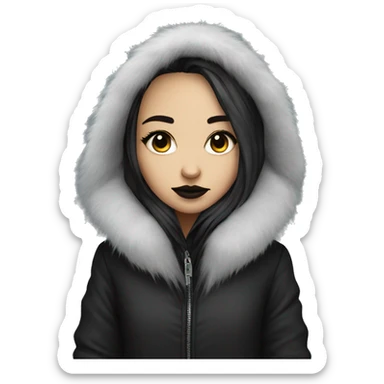 Goth girl in winter coat with fur hood sticker