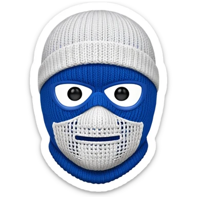 ski mask blue and white on half  sticker