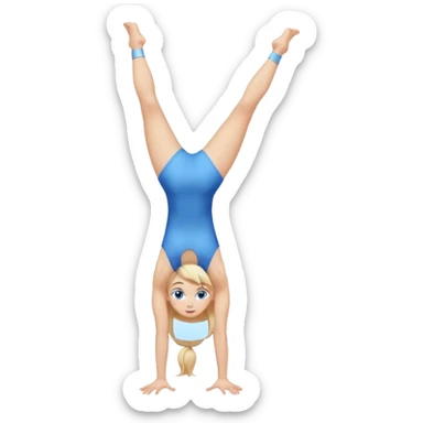 girl gymnast with blonde hair and blue eyes, doing a handstand sticker