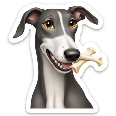 dog breed Russian greyhound holds a bone in its teeth sticker