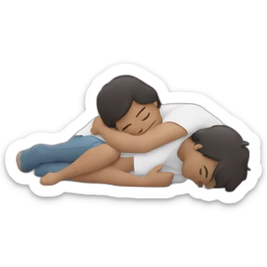 Two people hugging lying down sticker