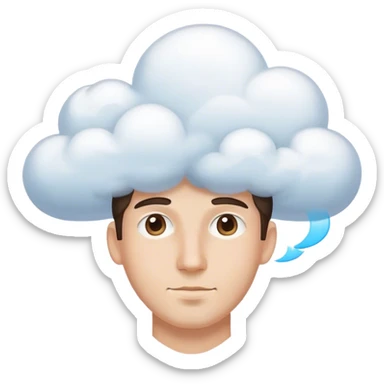 a man that has a dream cloud for a head sticker