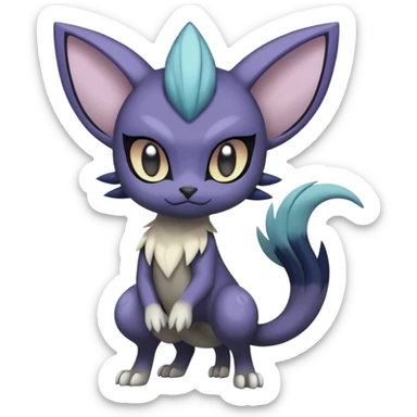 Smooth Edgy Cool Dark Dusky Gloomy Meloetta-Purrloin-Absol-Gatomon-Trico-Pokémon-Fakémon-fusion-hybrid-creature sticker