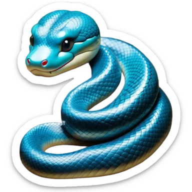 Meme-Worthy Cute Sleeping Chinese Water Snake Portrait Emoji, Head resting peacefully with a contented smile, showcasing a slender, graceful build and a luxuriously soft, shimmering scaled body, eyes gently closed in serene, fluid slumber, Simplified yet hilariously adorable features, highly detailed, glowing with a soft, drowsy aquatic light, high shine, relaxed and utterly lovable, stylized with an air of playful laziness, soft glowing outline, capturing the essence of a sleeping water snake that feels destined to become the next viral sensation of adorable aquatic rest! sticker