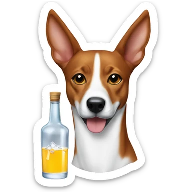 Basenji with vodka sticker