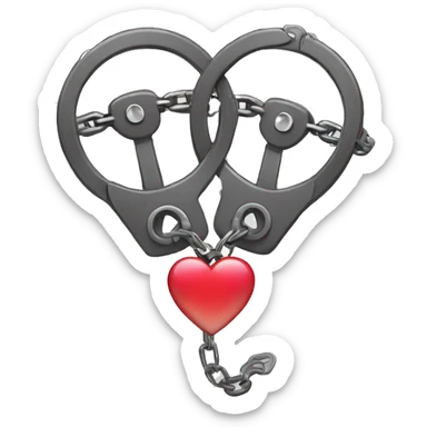 Handcuffs with a heart sticker