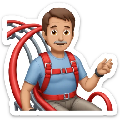 60 year old man with brown hair some gray riding a red roller coaster  sticker