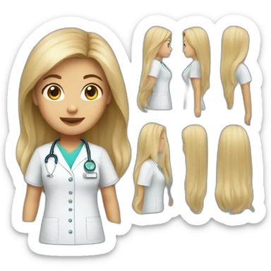 Surgical nurse female long hair sticker