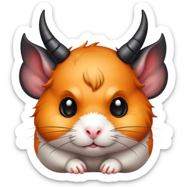 Hamster with demon horns and demon wings sticker