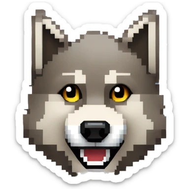 8 bit Pixel wolf  smiling sticker