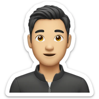 asian male with flow haircut sticker