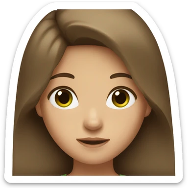 White girl green eyes brown hair  sticker