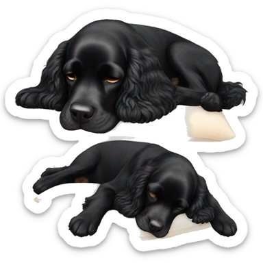 Black cocker spaniel sleeping sticker