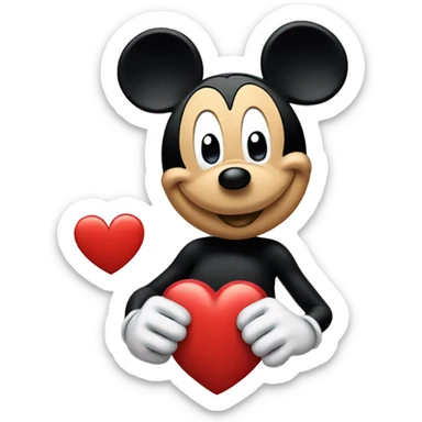 mickey mouse with a heart symbol sticker