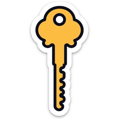 ultra minimal golden key, simplest possible shape sticker