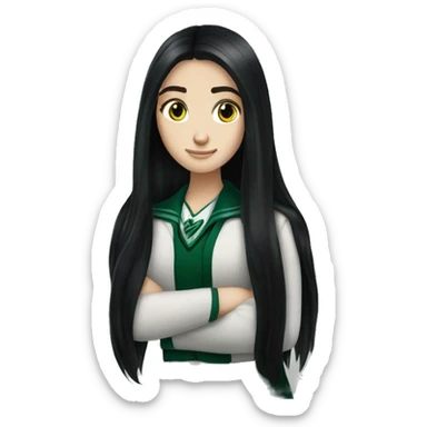 long black hair white girl slytherin  sticker