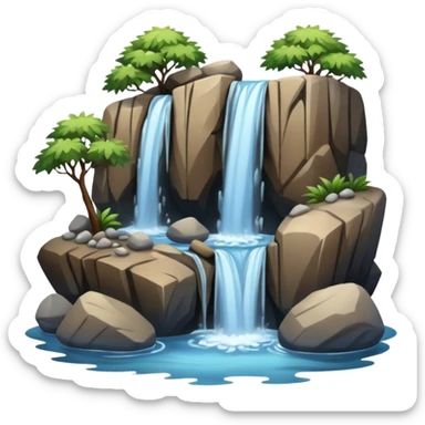 waterfall with rocks and no plants sticker