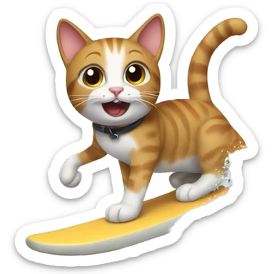 A cat surfing sticker
