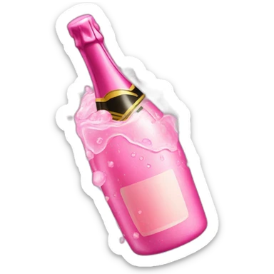 pink popped champagne bottle with drops of water sticker