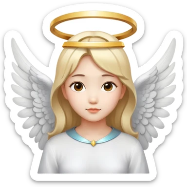 Asian girl with angel wings and halo sticker
