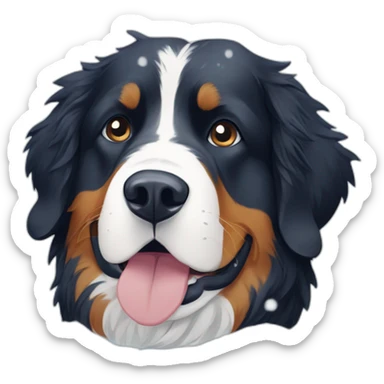 bernese mountain dog under big snowflakes tunnel sticker