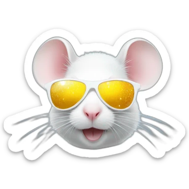 white rat in sunglasses sparkles sticker