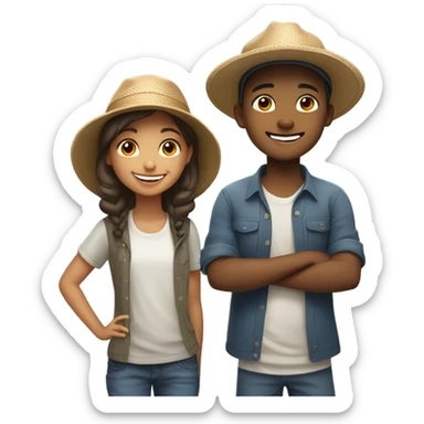 boy and girl with hat smiling outdoors sticker